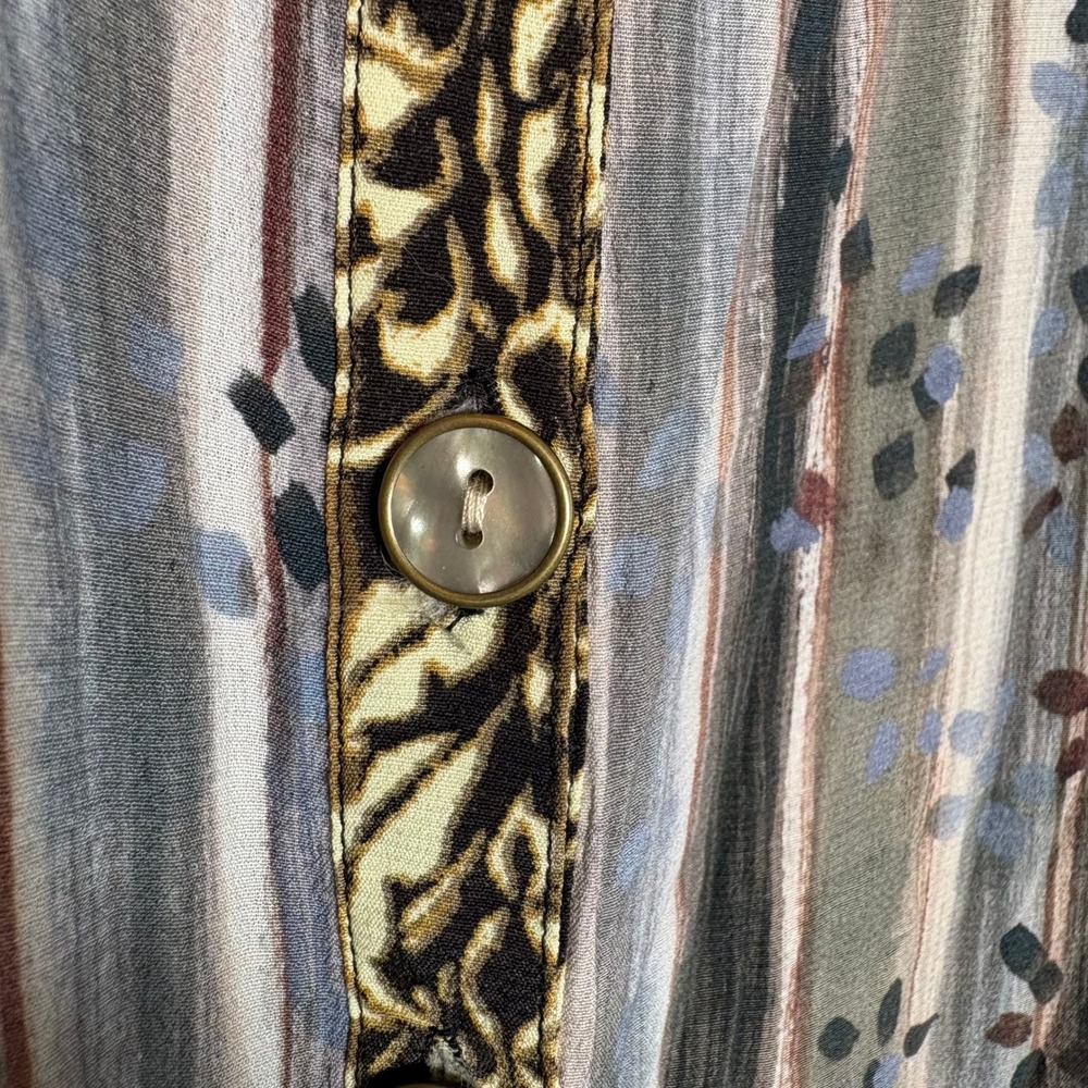 John Mark Patchwork Bird Zebra Print‎ Button Down… - image 5